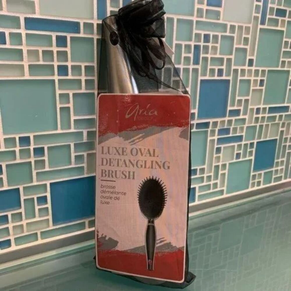 Aria Design Luxe Oval Detangling Brush - Pain Free, Salon Quality Silver NWT